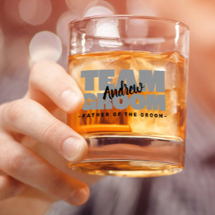 Team Groom Father Of The Wedding Name Black Grey Whiskey Glass
