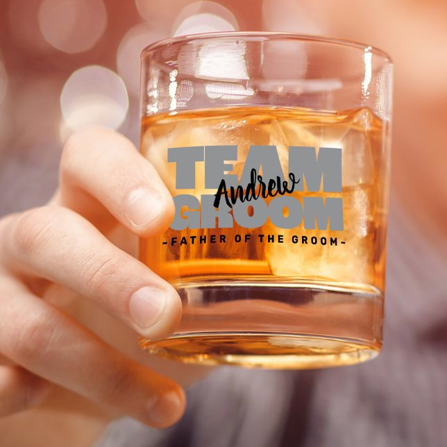 Team Groom Father Of The Wedding Name Black Grey Whiskey Glass (Team Groom Father Of The Wedding Name Black Gray Whiskey Glass)