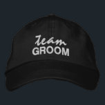 Team GROOM fun novelty black script bridal party Embroidered Hat<br><div class="desc">Celebrate in style with this custom team GROOM embroidered baseball cap. Perfect for everyone in your bridal party.</div>