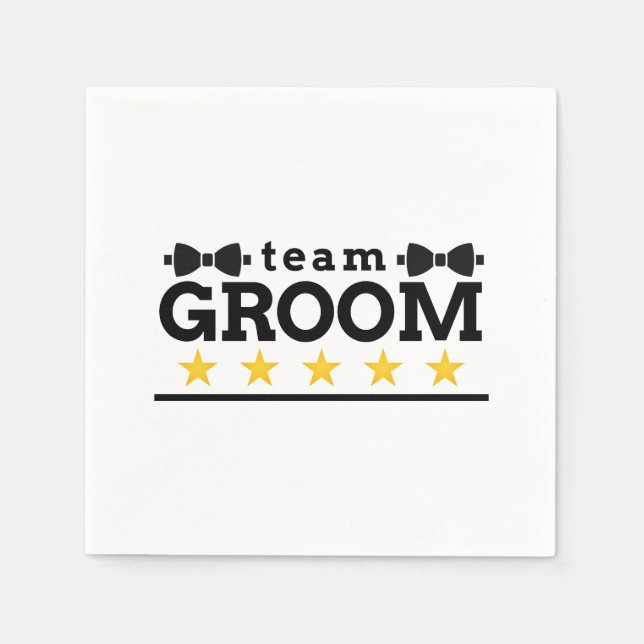 Team Groom | Groomsman | Bachelor | Black White Napkin (Front)