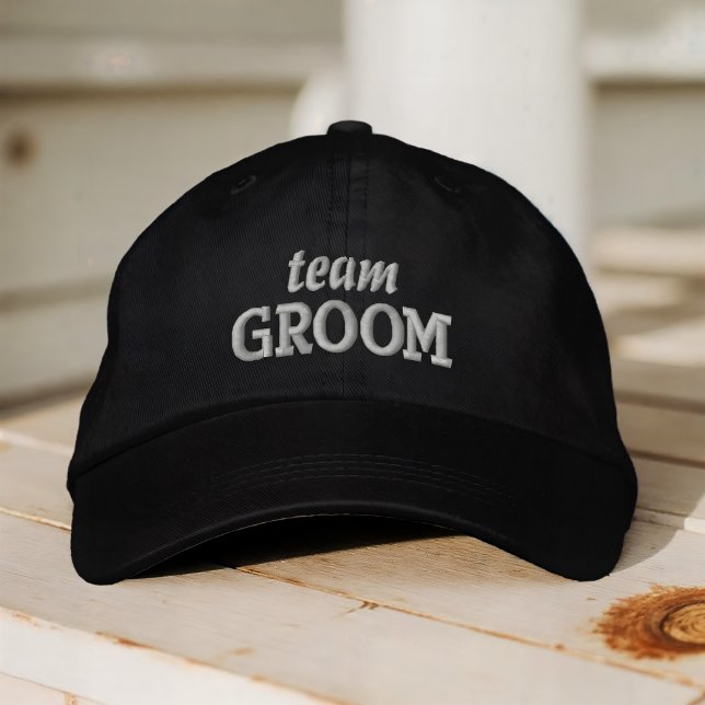 Team Groom Modern Simple Typography Wedding Embroidered Hat (Creator Uploaded)