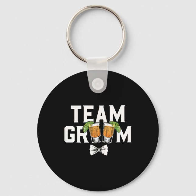 Team Groom Party Bachelor Shots Bride Wedding  Key Ring (Front)