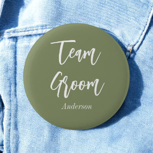 Team Groom Sage Green White 6 Cm Round Badge