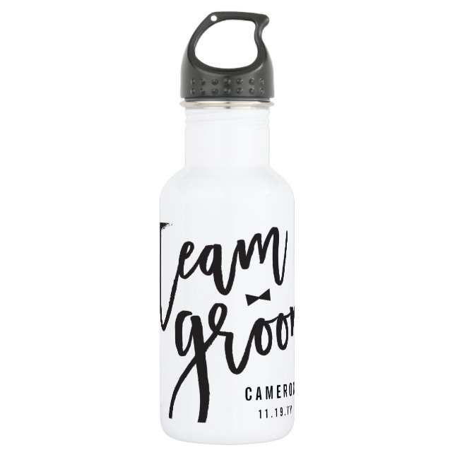 Team Groom Script Bow Tie Bachelor Party Wedding 532 Ml Water Bottle (Front)