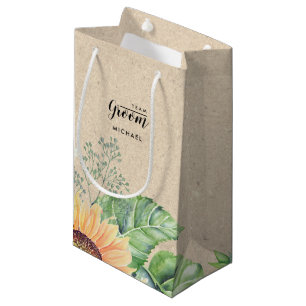 Team Groom. Sunflower Kraft Paper Gift Bags