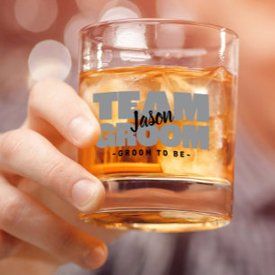 Team Groom To Be Wedding Name Black Grey Custom Whiskey Glass
