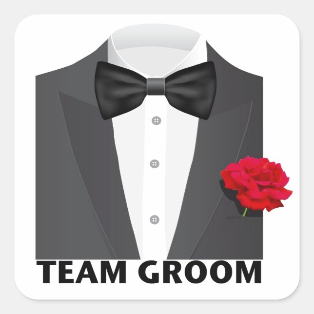 Team Groom (tux) Square Sticker (Front)