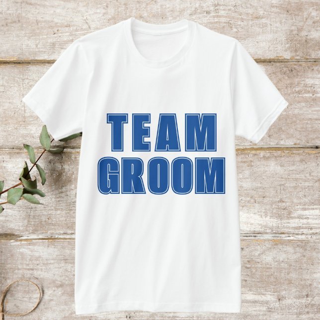 TEAM GROOM varsity style blue groomsmen  T-Shirt (Creator Uploaded)