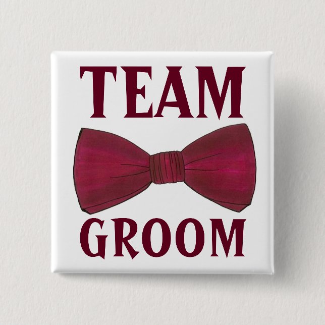 TEAM GROOM Wedding Groomsmen Bow Bowtie Best Man 15 Cm Square Badge (Front)