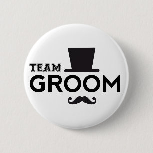 Team Groom with hat and moustache 6 Cm Round Badge