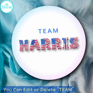 TEAM HARRIS Kamala Harris USA Flag Balloon Letters Classic Round Sticker