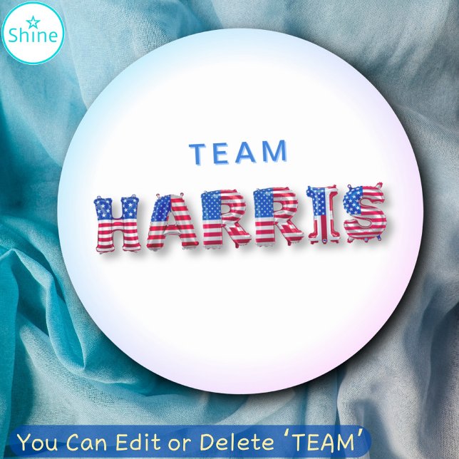 TEAM HARRIS Kamala Harris USA Flag Balloon Letters Classic Round Sticker (Creator Uploaded)