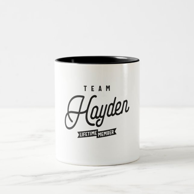 Team Hayden Lifetime Member Personalised Name  Two-Tone Coffee Mug (Center)
