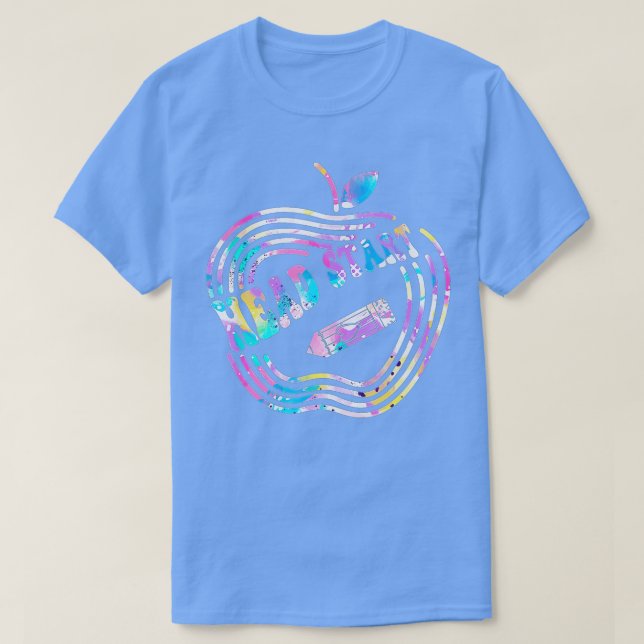 Team Head Start Tie Dye Apple Back To School  T-Shirt (Design Front)