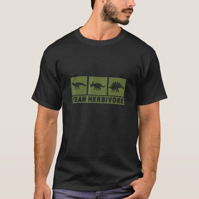 Team Herbivore Dinosaur Vegan Vegetarian Plant Bas T-Shirt (Front)