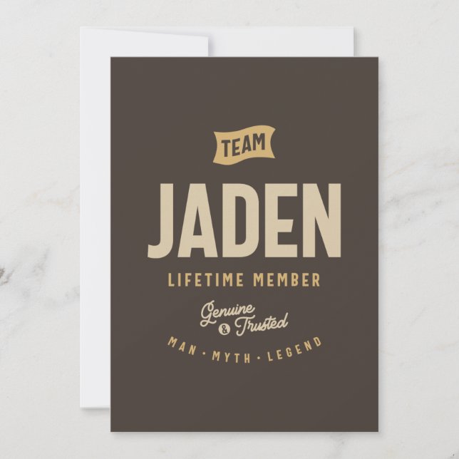 Team Jaden Lifetime Member Personalised Name Invitation (Front)