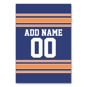 Team Jersey Stripes Custom Name and Number Table Number