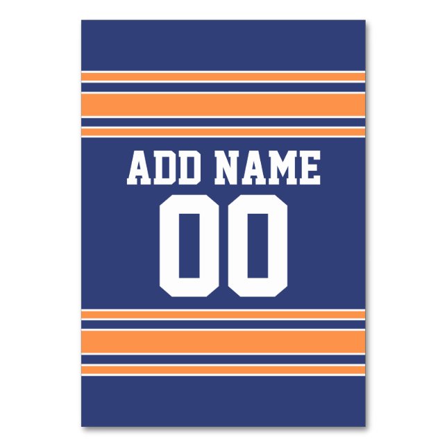 Team Jersey Stripes Custom Name and Number Table Number (Front)