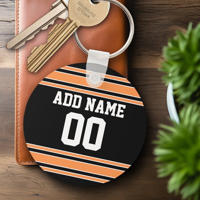 Team Jersey with Custom Name and Number Key Ring (Personalized Keychain - Sports Jersey Football Theme)