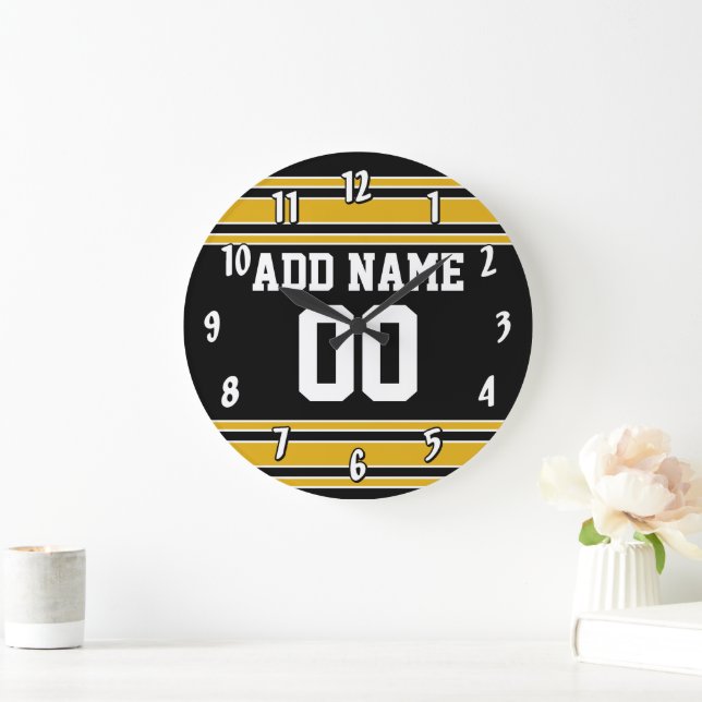 Team Jersey with Custom Name and Number Large Clock (Home)