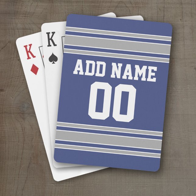 Team Jersey with Custom Name and Number Playing Cards (Personalized Playing Cards - Sporty Stripes)