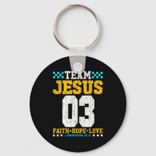 Team Jesus 03 Faith Hope Love Christian Bible Vers Key Ring
