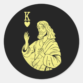 Team Jesus Christ Is King Of Heart Religious Chris Classic Round Sticker