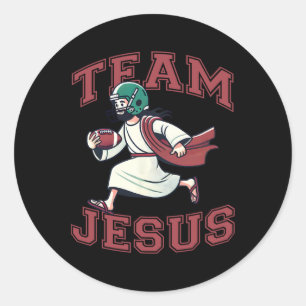 Team Jesus Football Lover Tee Christian Faith Bibl Classic Round Sticker