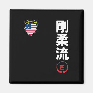 Team Karate Goju Ryu Usa Flag Kanji Japanese Marti Magnet