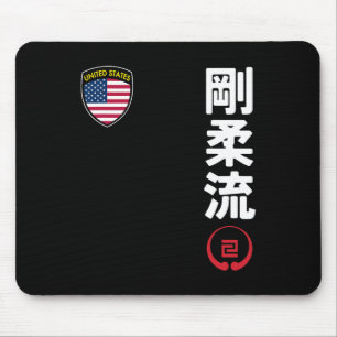 Team Karate Goju Ryu Usa Flag Kanji Japanese Marti Mouse Pad