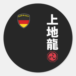 Team Karate Uechi Ryu German Flag Japanese Martial Classic Round Sticker