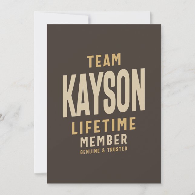 Team Kayson Lifetime Member Personalised Name  Invitation (Front)