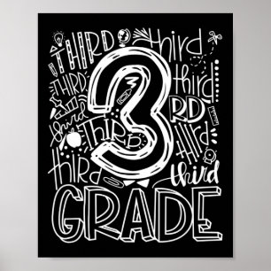 Team Kids Teacher Byck To School 3rd Third Grade T Poster