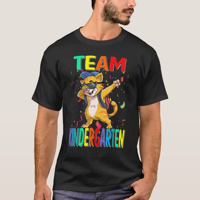 Team Kindergarten Cat Back To School T-Shirt (Front)