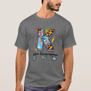 Team Kindergarten Cute Tie Dye Leopard Back To Sch T-Shirt