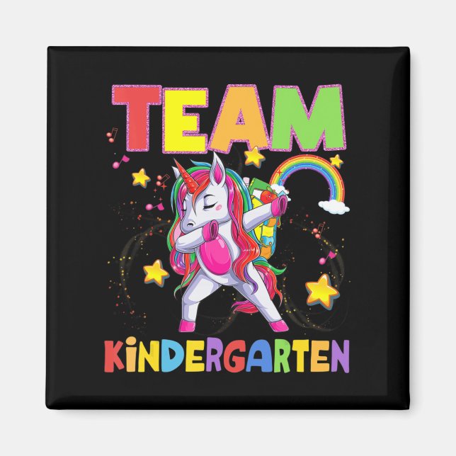Team Kindergarten Dabbing Unicorn Back To School G Magnet (Front)