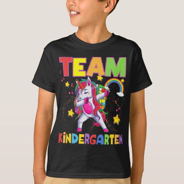Team Kindergarten Dabbing Unicorn Back To School G T-Shirt (Front)