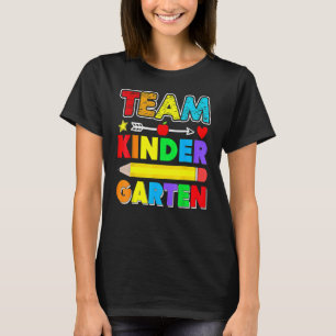 Team Kindergarten Teacher Apple Student Kids Back T-Shirt