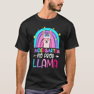 Team Kindergarten Teacher Rainbow No Prob Llama 10 T-Shirt