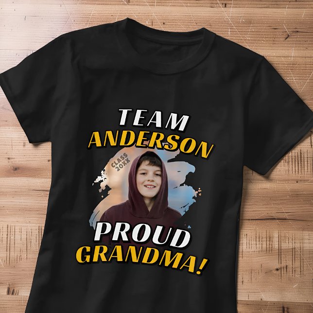 Team [Last Name] Proud Grandma Graduation Photo T-Shirt (Creator Uploaded)