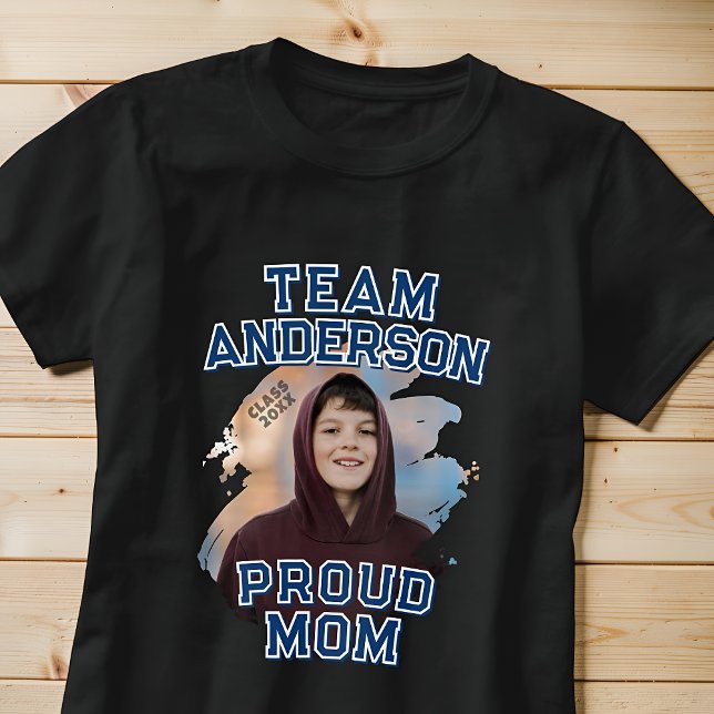 Team [Last Name] Proud Mom Graduation Photo T-Shirt (Creator Uploaded)