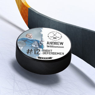 Team Logo Hockey Player Name Jersey Number & Photo Hockey Puck