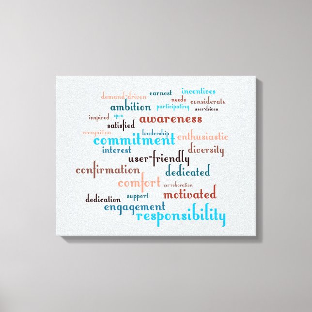 Team Motivation Word Cloud Customisable Background Canvas Print (Front)