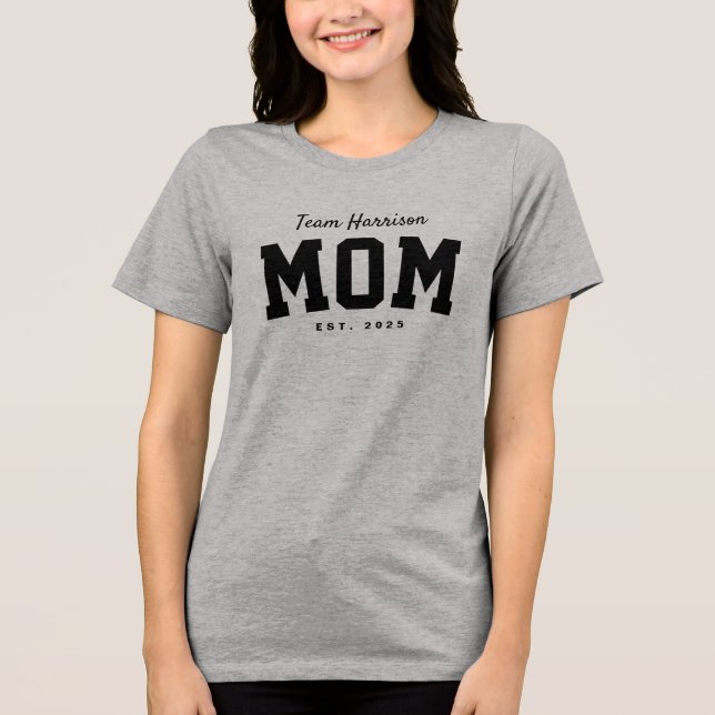 Team mum cute simple personalised black Tri-Blend shirt (Front)
