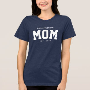 Team mum cute simple personalised white text Tri-Blend shirt