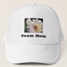 Team Mum Sports hats Truckers Pink Dahlia Flowers