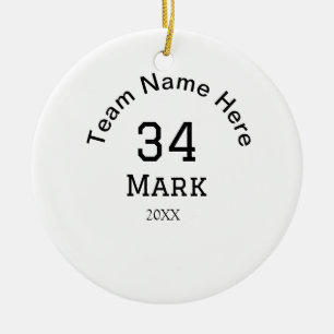 team name add player name date sports men  ceramic tree decoration