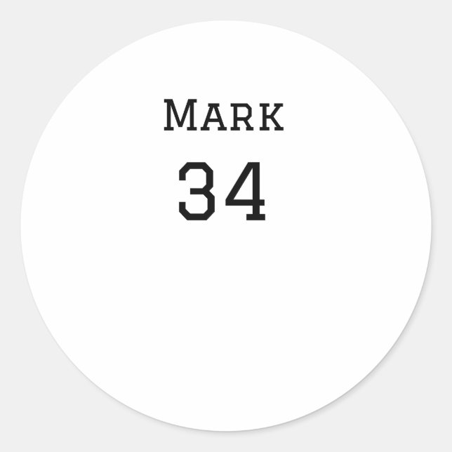 team name add player name date sports men  classic round sticker (Front)