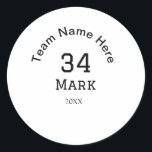 team name add player name date sports men  classic round sticker<br><div class="desc">design</div>