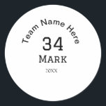 team name add player name date sports men  classic round sticker<br><div class="desc">design</div>